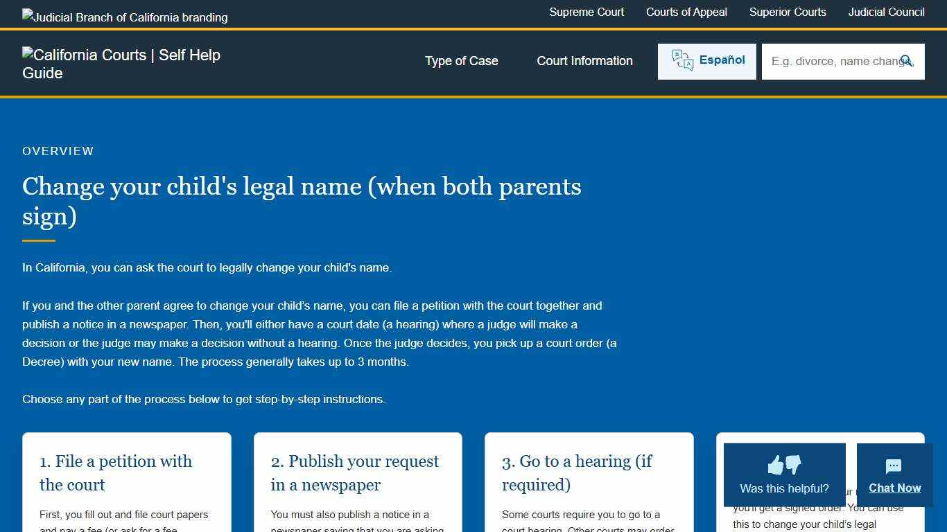 Change child's name both parents California Courts Self Help Guide