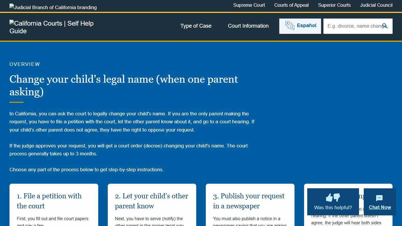 Change child's name one parent (when one parent asking) California Courts Self Help Guide